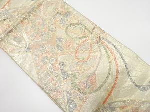 佐賀錦　片輪車に華紋・組紐模様織り出し　袋帯